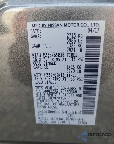 2017 Infiniti Qx60 from USA, damaged, VIN 5N1DL0MM0HC545563